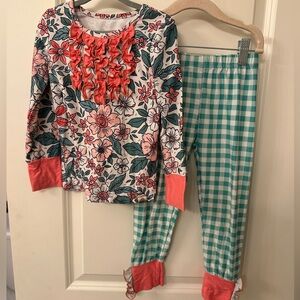 Cheeky Plum 2T Floral and Checkered Kids Pajamas